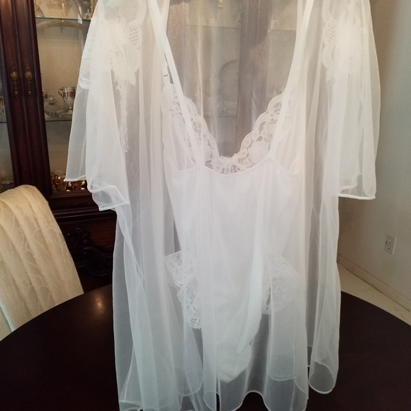 NEW BRIDAL WHITE TEDDIE WITH SEXY SHEER COVER  MED - Picture 3 of 8